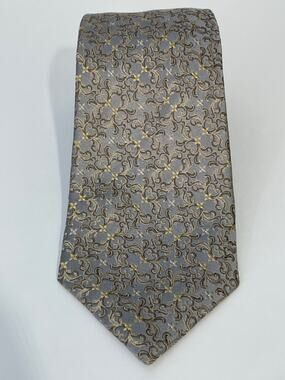 Lagatani Bendiction Silk Necktie Long Silver Gold Embossed Bridgerton Regency